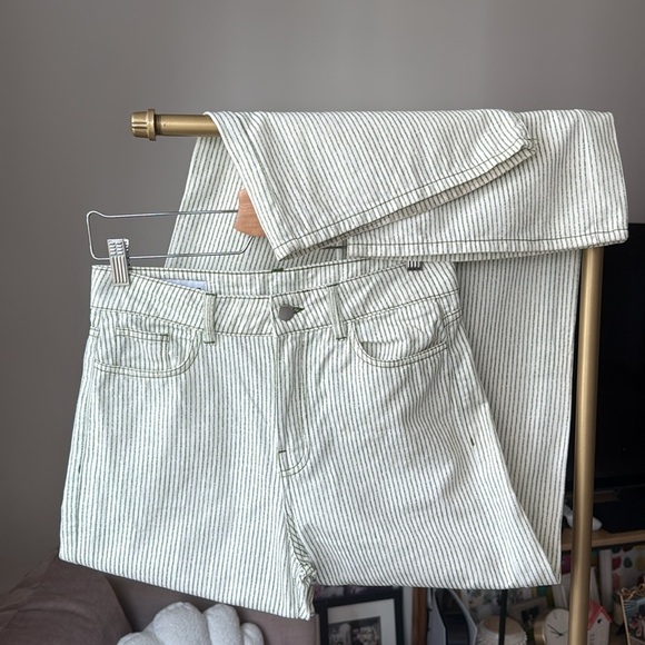 Zara Pants - ZARA High-Rise White & Green Striped Pants, Size EUR 36 / US 4